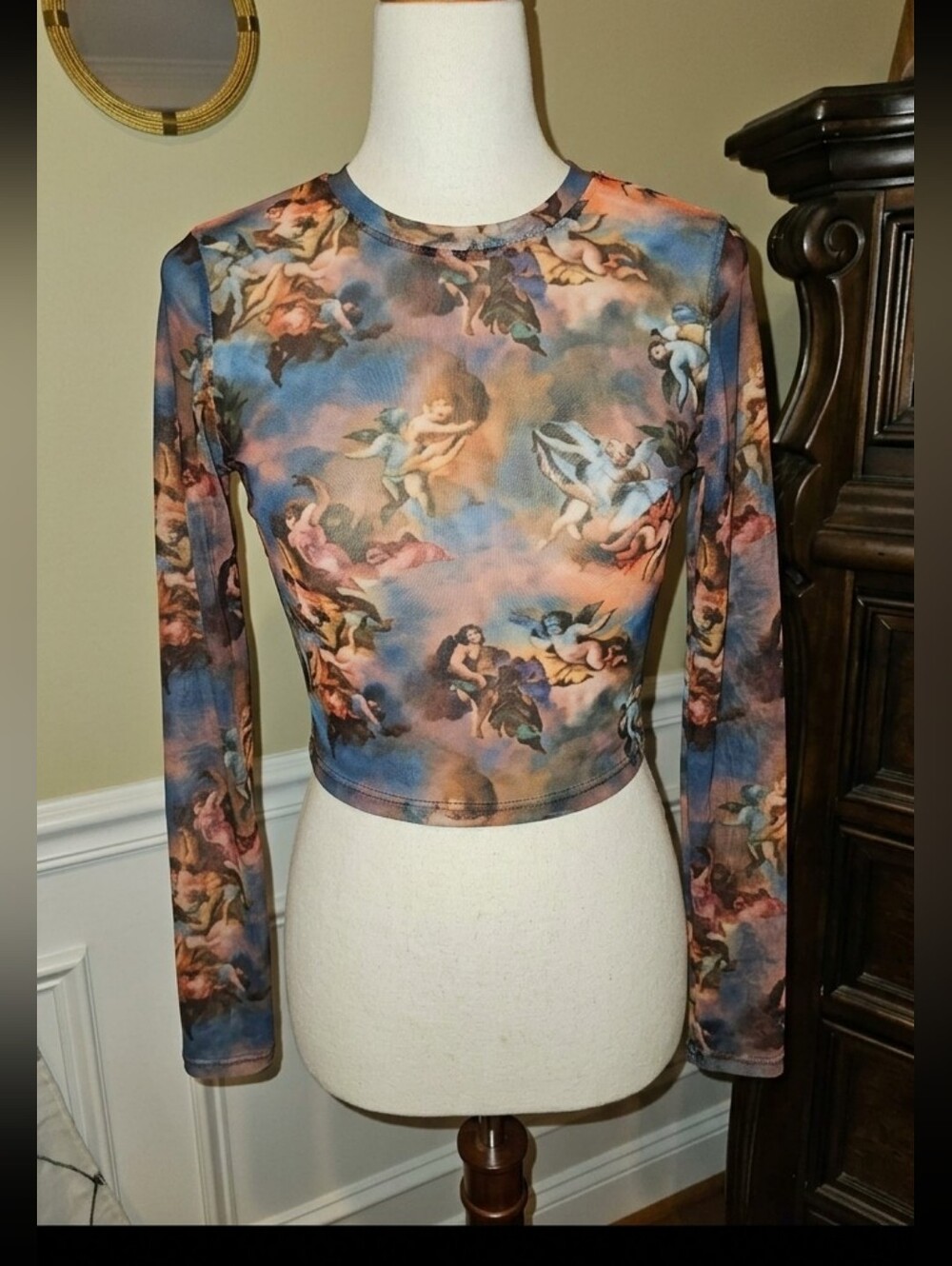 🧡🩵 Terranova Renaissance Angel Mesh Top